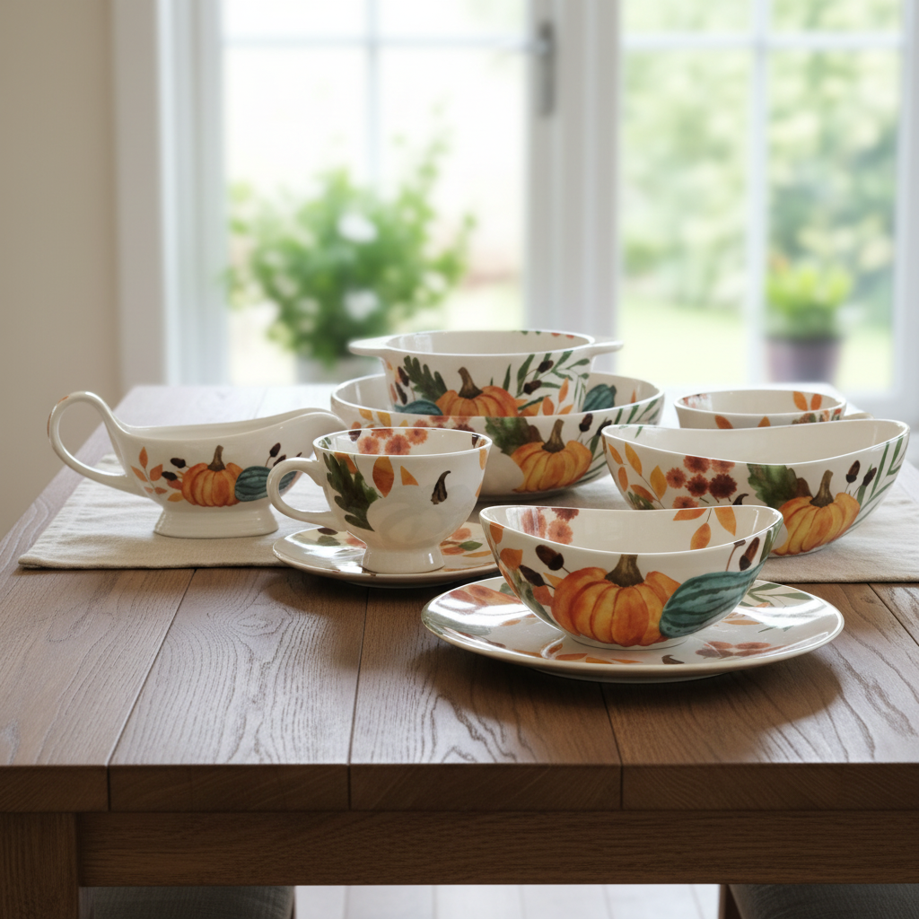 Pumpkin Garden Large Shallow Bowl