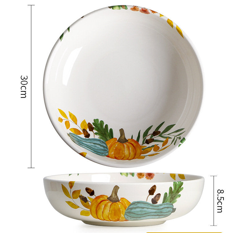 Pumpkin Garden Large Shallow Bowl